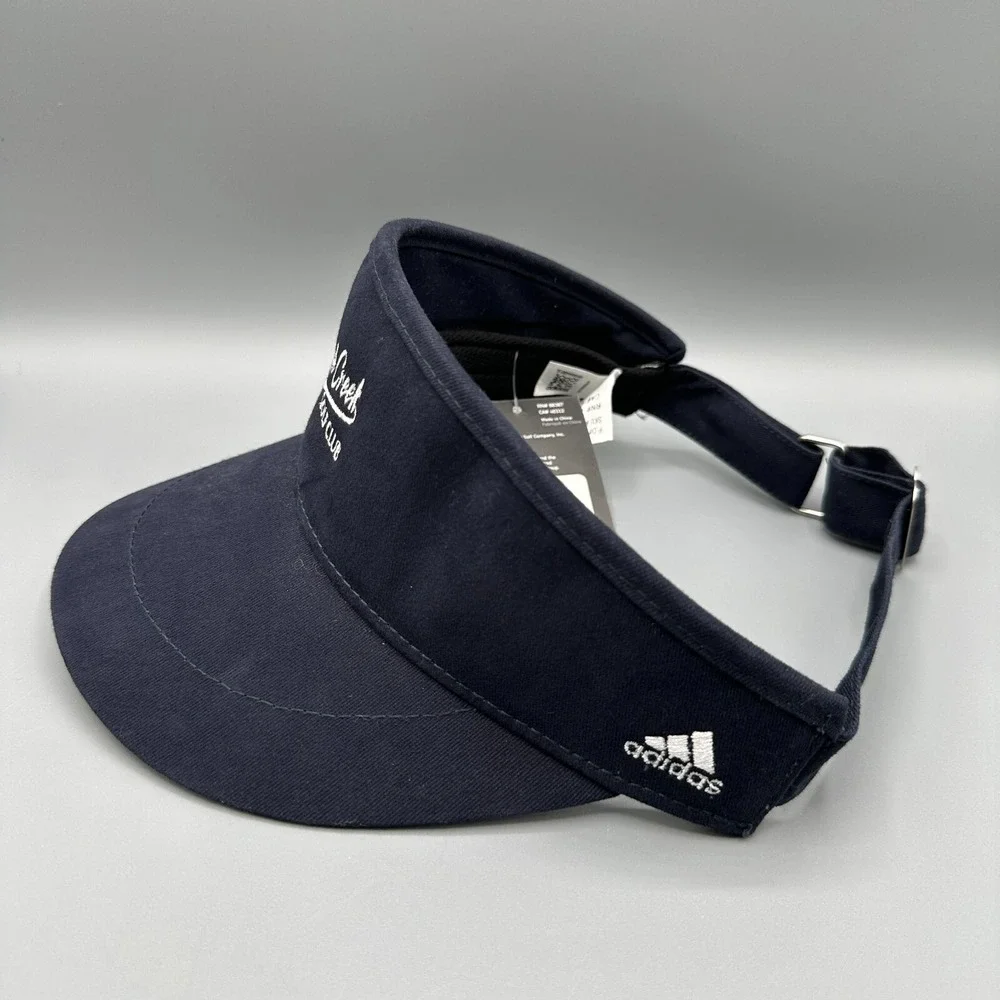 Adidas Eagle Creek Golf Club Visor Navy Blue Adjustable Stretch Cap Hat NWT